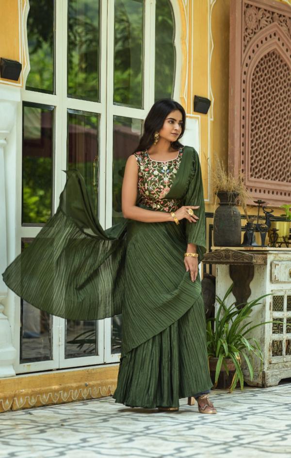 Zara 04 Beautiful Embroidery Ruffle Saree Collection